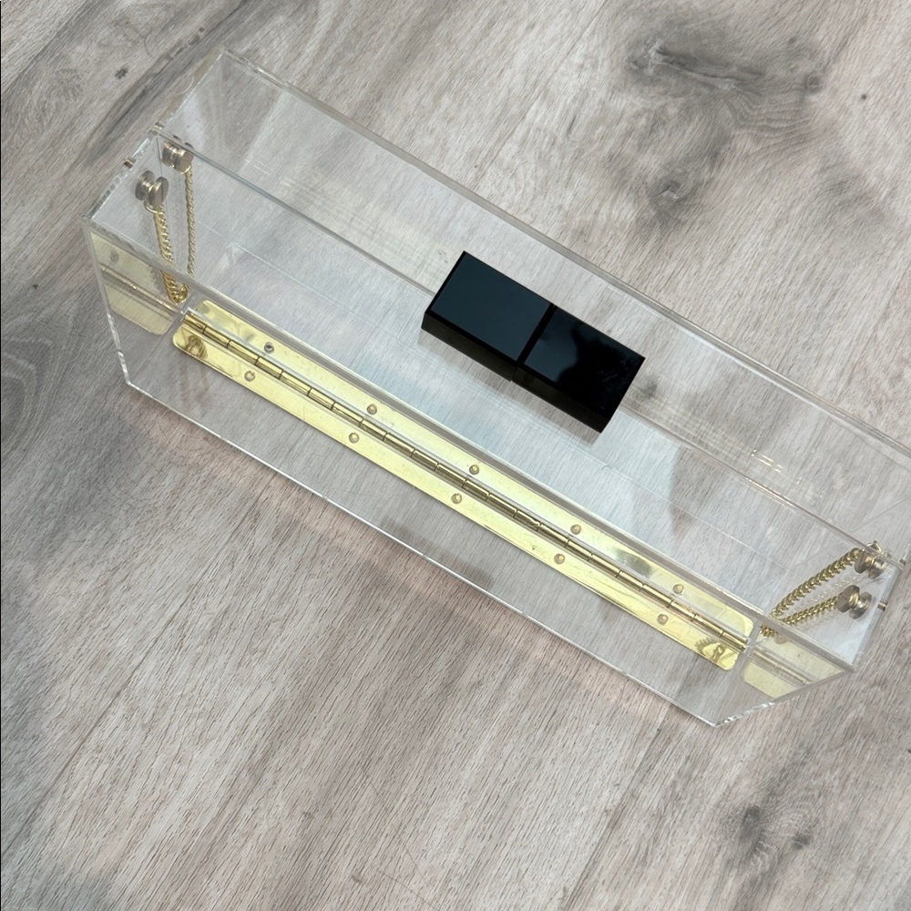 Clear Acrylic Clutch with Gold Accents